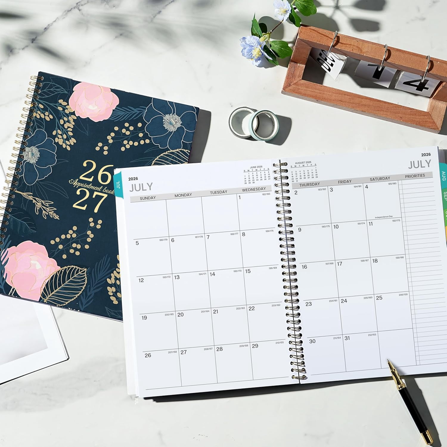2026-2027 Appointment Book - July 2026 - June 2027, Weekly Appointment Book 2026-2027, 9"x11", 2026-2027 Hourly Planner with 30-Minute Interval, Colorful Monthly Tabs, Back Pocket