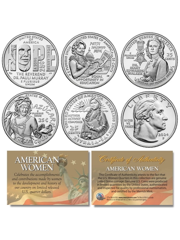 Collectible 2024 American Women Quarters US Mint 5-Coin Complete Set in Capsules (P-Mint)