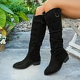 thumbnail image 3 of Rokment Slouchy Knee High Boots for Women 2026 Winter Spring Fashion Suede Solid Pointed Toe Low Heel Wide Calf Long Tall Dress Boots Ladies Black Size 6.5, 3 of 7