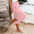 thumbnail image 5 of JIAYUE Women's Pants Solid Color Calf Length Loose High Waist Pocket Comfortable Everyday Wear Casual Bottoms For Women, 5 of 6