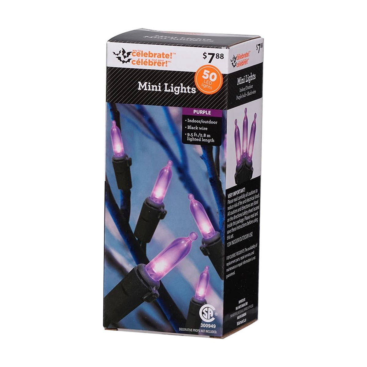 Guirlande lumineuse a 50 mini DEL violettes interieur/exterieur pour Halloween, Way To Celebrate
