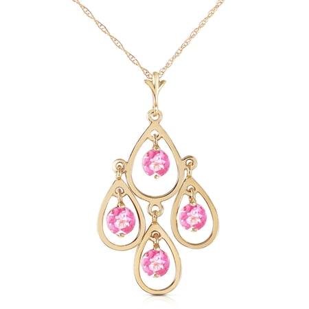 Galaxy Gold 14K Solid Gold Natural Pink Topaz Necklace for Women - Yellow Gold Fine Jewelry