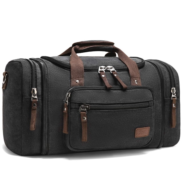 Canvas Travel Bags, Large-Capacity Handbag Shoulder Bag Men Weekender Sports Bag Women Travel Bag With 2 Side Pockets For Extensions