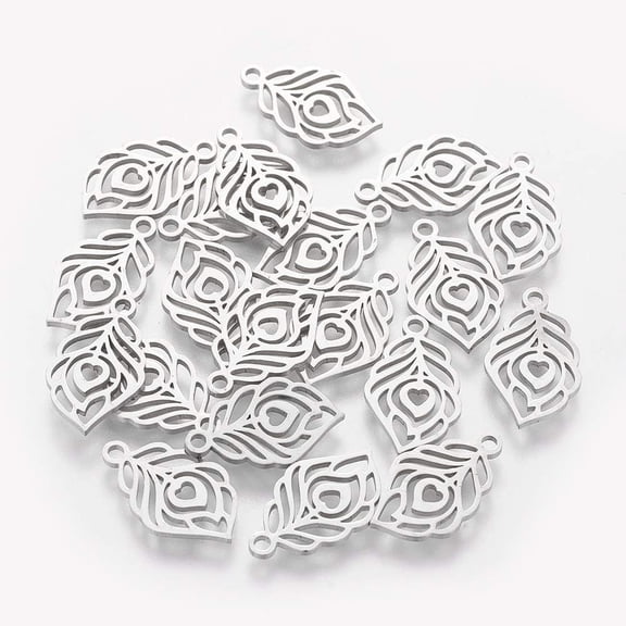 5Pcs Metal Charms Pendant 304 Stainless Steel Pendants Stainless Steel Color for Women DIY Necklace Bracelet Earring Jewelry Craft Making 17.7x10.4x1mm Hole: 1.5mm