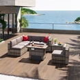 thumbnail image 5 of Sunmthink 8 Pcs Patio Conversation Sets with Fire Pit Table,Outdoor Funituire Sets,Gray, 5 of 8