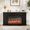 Black, variant on Sonegra Fireplace TV Stand for TVs up to 70" with 36" Fireplace, Farmhouse Entertainment Center with Fireplace, Wooden Media Console for Living Room, Black