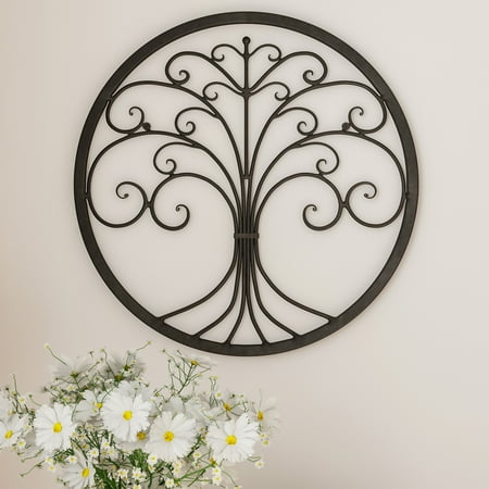 Iron Wall Sculptures - Wall Decor – Iron Metal Tree of Life Modern Wall Sculpture by Lavish Home (Brown)