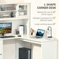 thumbnail image 6 of HOMCOM L-Shaped Desk with Hutch, Computer Desk with Drawers, Home Office Corner Desk Study Workstation Table with Storage Cabinets Shelves, White, 6 of 7