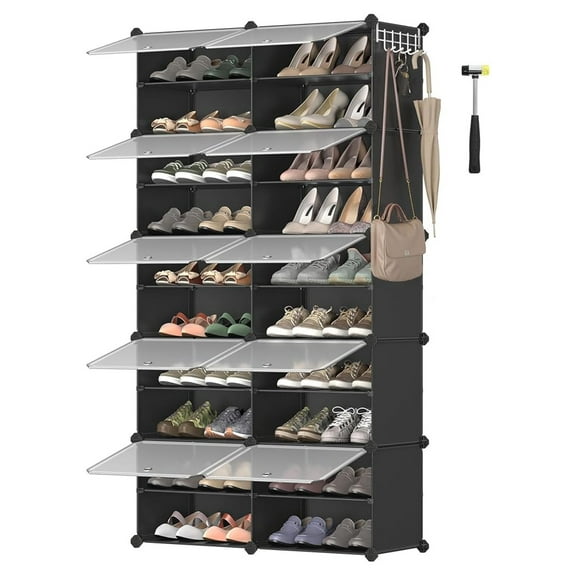 Shoe Rack Organizer, 10-Tier Shoe Storage Cabinet for Closet and Entryway, Holds 40 Pairs of Shoes, Adjustable, Black ULPC035B01
