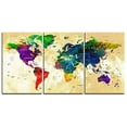 thumbnail image 2 of Original by BoxColors LARGE 30"x 60" 3 panels 30x20 Ea Art Canvas Print Watercolor Multi Color Map World Push Pin Travel cities Wall home office decor (framed 1.5" depth) M1825, 2 of 6