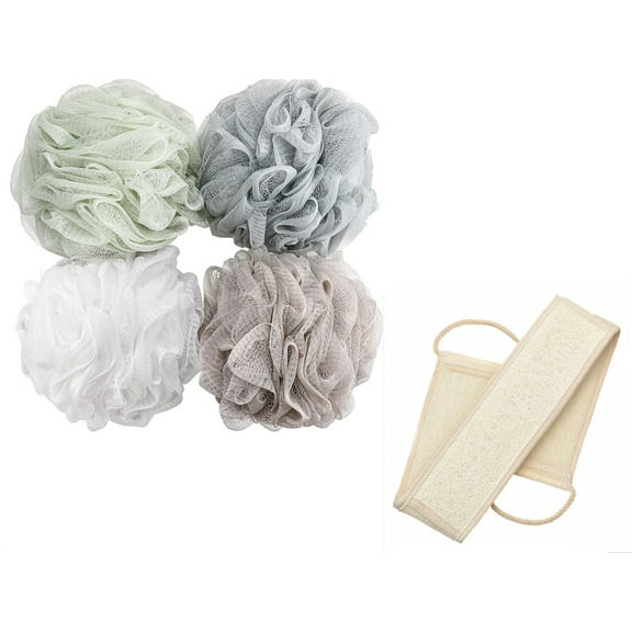 Casewin Loofah Exfoliating Bath Sponge-Extra Soft Body Exfoliating Shower Sponge Mesh Pouf Loofah Exfoliate Bath Sponge Body Scrubbers Shower Ball Bath Puff Body Poufs for Adults (Pack of 5)