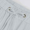 thumbnail image 6 of Gray Linen Pants Women's Corduroy Pants Summer Wide Leg Pants Solid Casual Linen Drawstring Cropped Pants with Pockets Pants for Women, 6 of 6