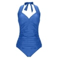 thumbnail image 4 of JAJAHO Tankini Swimsuits For Women 2 Piece Set V Neck Self Tie Halter Tummy Control Bathing Suits High Waisted Briefs Bottom Versatile Beachwear, 4 of 6