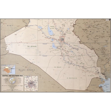 24"x36" Gallery Poster, cia map of Central and southern Iraq 2003