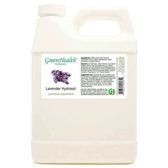 Lavender Hydrosol (Floral Water) - 32 fl oz - White Plastic Jug W/ Cap - GreenHealth