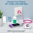 thumbnail image 2 of Compatible for iPhone Charger Fast Charging, 20W PD USB C Charger with Charging Cable 6FT, Type C Charging Block USB C Block Charger Adapter Plug Brick Cube Compatible for iPhone, Pink, 2 of 6