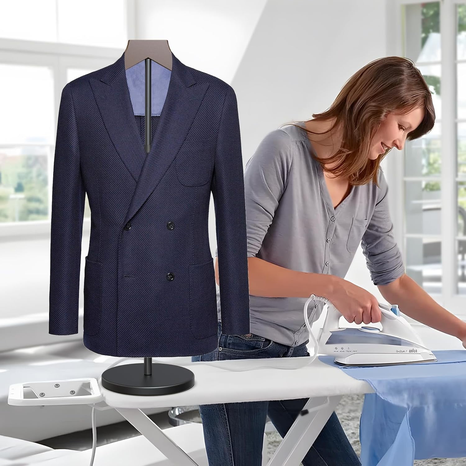 Shirt Display Stand, 18-34 Inch Adjustable Mannequin Stand for Vendors, Mannequin Torso Valet Stand for Shop, Dress Form Steamer Stand for Clothes, Jacket Coat Hanger Stand