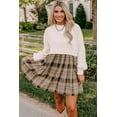 thumbnail image 7 of Chic Beige Plaid Patchwork High Waist Sweatshirt Mini Dress for Women | [ZhiHiMeRi] | (US 12-14)L, 7 of 7