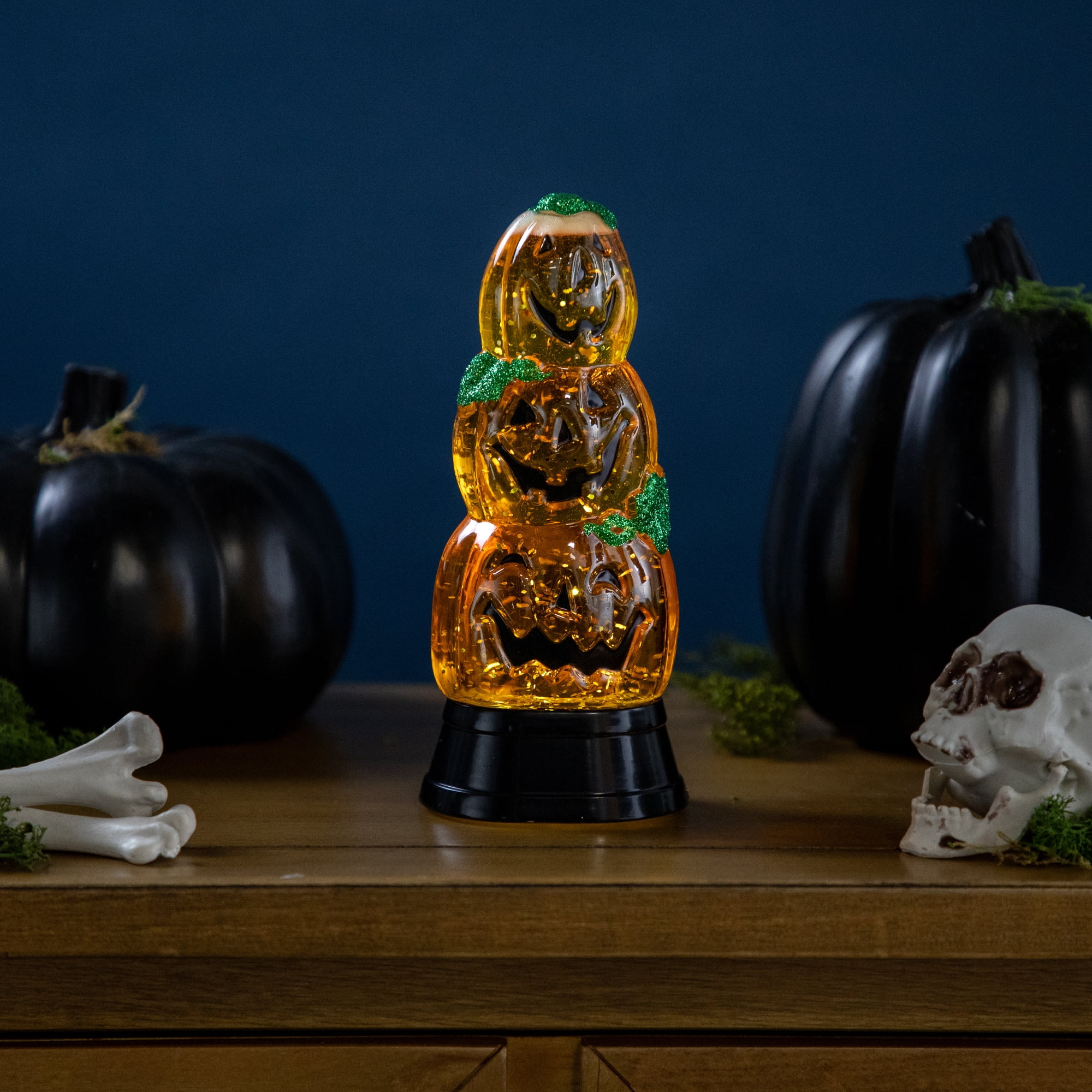 Northlight LED Lighted Stacked Jack O' Lanterns Halloween Snow Globe - 6.5"