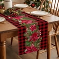 thumbnail image 5 of Christmas Poinsettia Cotton Linen Table Runner for Dining Kitchen, Red Plaid Xmas Botanical Pine Cones Wedding Outdoor Party Tablerunners Decoration, Dresser Scarf Coffee Tablecloth Runners 13"x48", 5 of 9