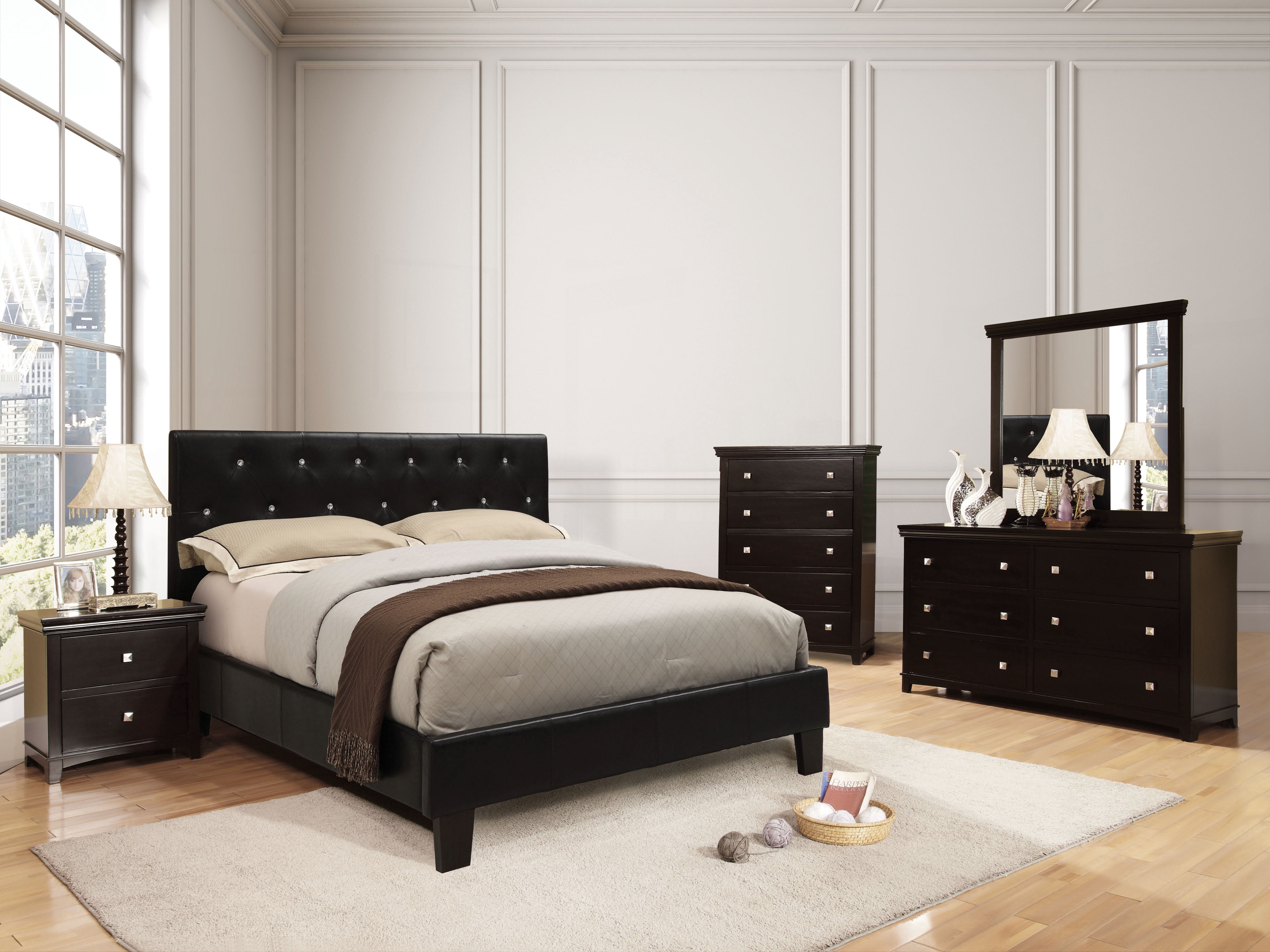 Furniture of America Manizales Platform Bed, California King, Black