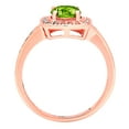thumbnail image 2 of 1.335 ct Round Cut Natural Peridot Solitaire with Simulated Diamond Accents 14K Rose Gold Womens Engagement Ring, 2 of 3