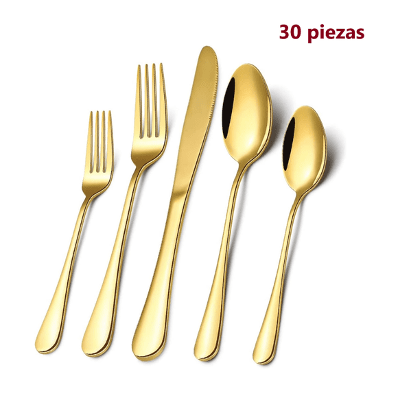 40 Piezas Juego De Cubiertos Acero Inoxidable Malubero Dorado