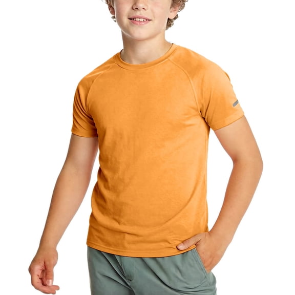Kukoosong Boys' and Girls' Quick-Dry T-Shirt, Short Sleeve Athletic Top for Kids, Summer Running Fitness Breathable Moisture-Wicking Tees