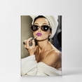 thumbnail image 2 of Audrey Hepburn Wall Art Purple Lips Canvas Print Makeup Iconic Pop Art Pretty Beauty Colored Wall Art Living Room Bedroom Wall Decor Vintage Artwork Ready to Hang Made in USA - 12x8, 2 of 4