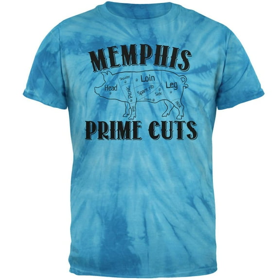 Memphis Prime Cuts Mens T Shirt Pinwheel Blue Tie Dye MD