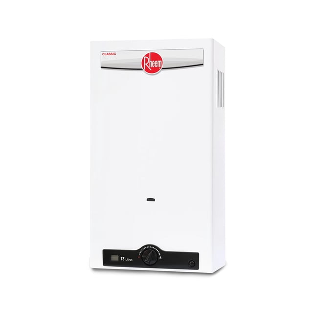 Calentador de Agua Instántaneo 13 Litros por Min Gas Natural 2 Servicios, 1er Mantenimiento incluido blanco 15 Rheem Rheem13NAT