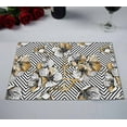 thumbnail image 2 of PKQWTM gold flowers cherry on a black geometric Kitchen Dining Table Mats Placemats Size 12x18 Inches, Set of 2 Pieces, 2 of 2