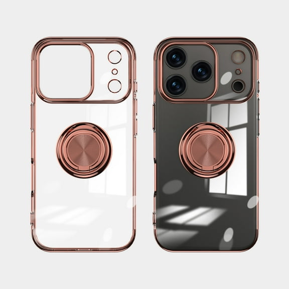 Allytechgroup iPhone 17 Pro Max Case with Ring Holder, Kickstand Magnetic Case Compatible with Car Mount Bumper Rugged Shockproof Clear Back Cover Phone Case for Apple iPhone 17 Pro Max, Rosegold