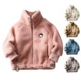 thumbnail image 4 of Odeerbi Kids Boys Girls Winter Fleece Coat 2025 Fashion Solid Color Cute Keep Warm Thickening Plush Zipper Coat Khaki 7-8 Years, 4 of 4