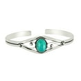 thumbnail image 3 of 925 Silver Plated Natural Turquoise Cuff Bangle Bracelet for Women – Handmade Open Bangle – Green Gemstone December Birthstone Statement Jewelry – Gift for Her, 3 of 6