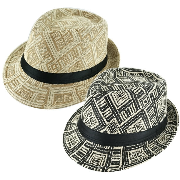 Faddism Traditional Cuban Style Short Brim Fedora Straw Hat