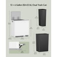 thumbnail image 2 of Lovewind Dual Trash and Recycling Bins for Kitchen, 13+6 Gallon Stainless Steel Garbage and Recycle Bin Combo for Large Families, Dual Trash Can with Soft Close Lid & Magnetic Stickers, White, 2 of 7