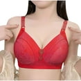thumbnail image 2 of YWDJ Push up Bras for Women Plus Size Padded Closure in Back Comfy Bras Wireless Lounge Bras Adjustable Straps Full Coverage Wrap Comfortable Bras Padded Lace Comfy Bras Solid Bras Red 95, 2 of 4