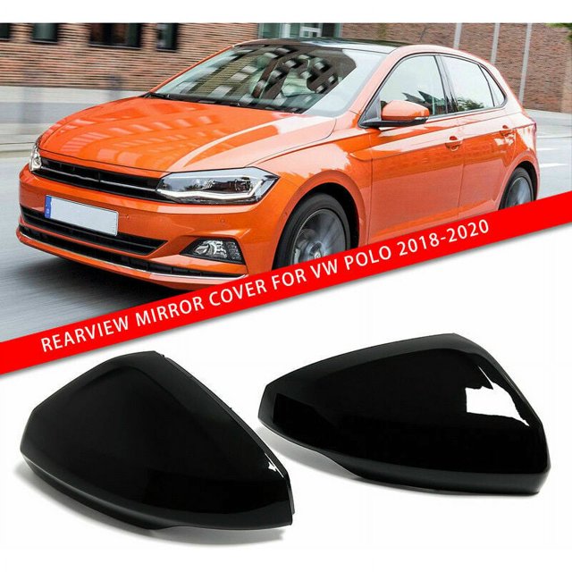 Tapas de cubierta de espejo lateral, acabado negro brillante, reemplazo completo de ABS de alta calidad, instalación directa con perno, compatible con VW Golf Mk7 para Polo Mk6 2018-2020, mejora la