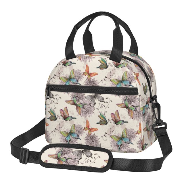 Disketp Flying Butterflies-1 Lonchera Térmica para Mujer y Hombre, Bolsa de Almuerzo Reutilizable e Impermeable para Trabajo, Viajes y Picnic