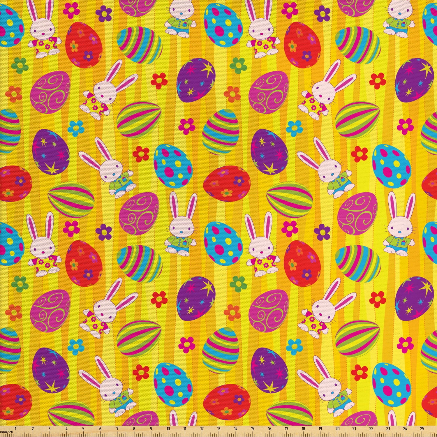 Easter Fabric by The Yard, Funky Colorful with Different Patterns