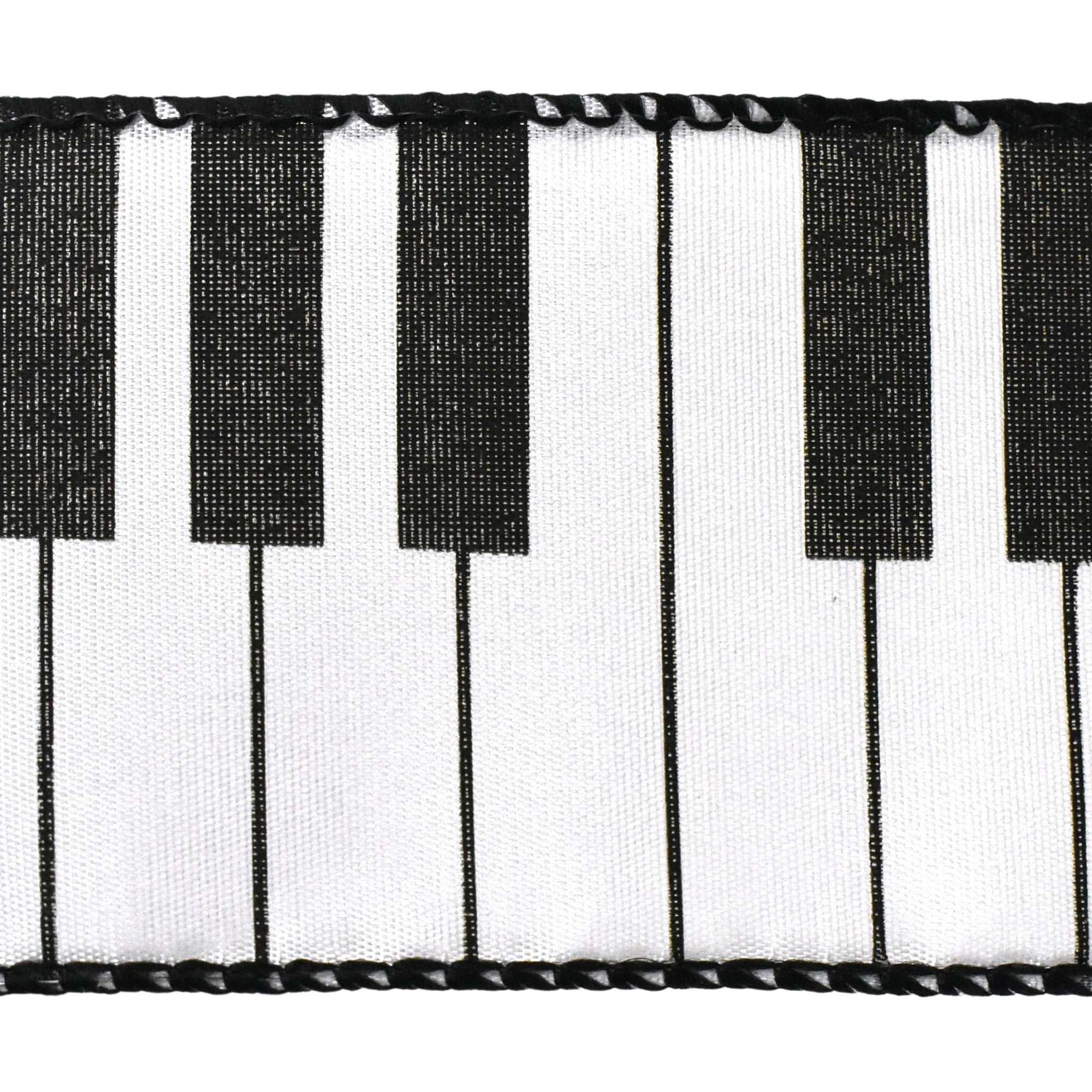 Homeford Piano Keys Musical Wired Ribbon, 2-1/2-inch, 10-yard, White