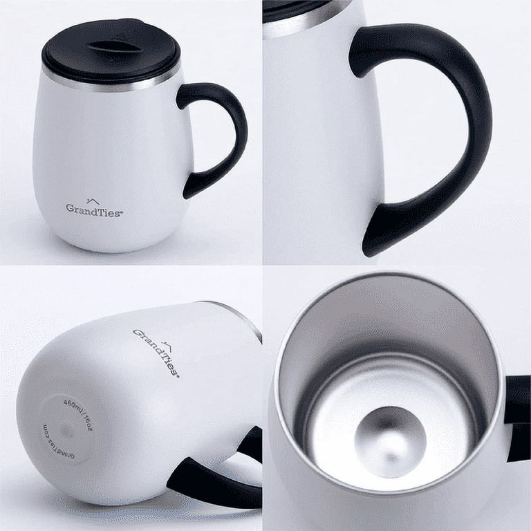 GrandTies Insulated Coffee Mug with Handle - Sliding Lid for Splash-Proof  16 oz Wine Glass Shape The…See more GrandTies Insulated Coffee Mug with