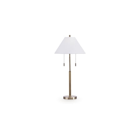Signature Design by Ashley Haigwood Metal Table Lamp, Antiqued Gold Finish, 30.5" Height, Empire Shade