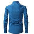 thumbnail image 3 of Zpanxa Long Sleeve Shirts for Men Business Casual Dress Shirt with Pockets Fashion Solid Color Button Down Shirt Turn-Down Collar Long Sleeve Blouses Navy L, 3 of 3