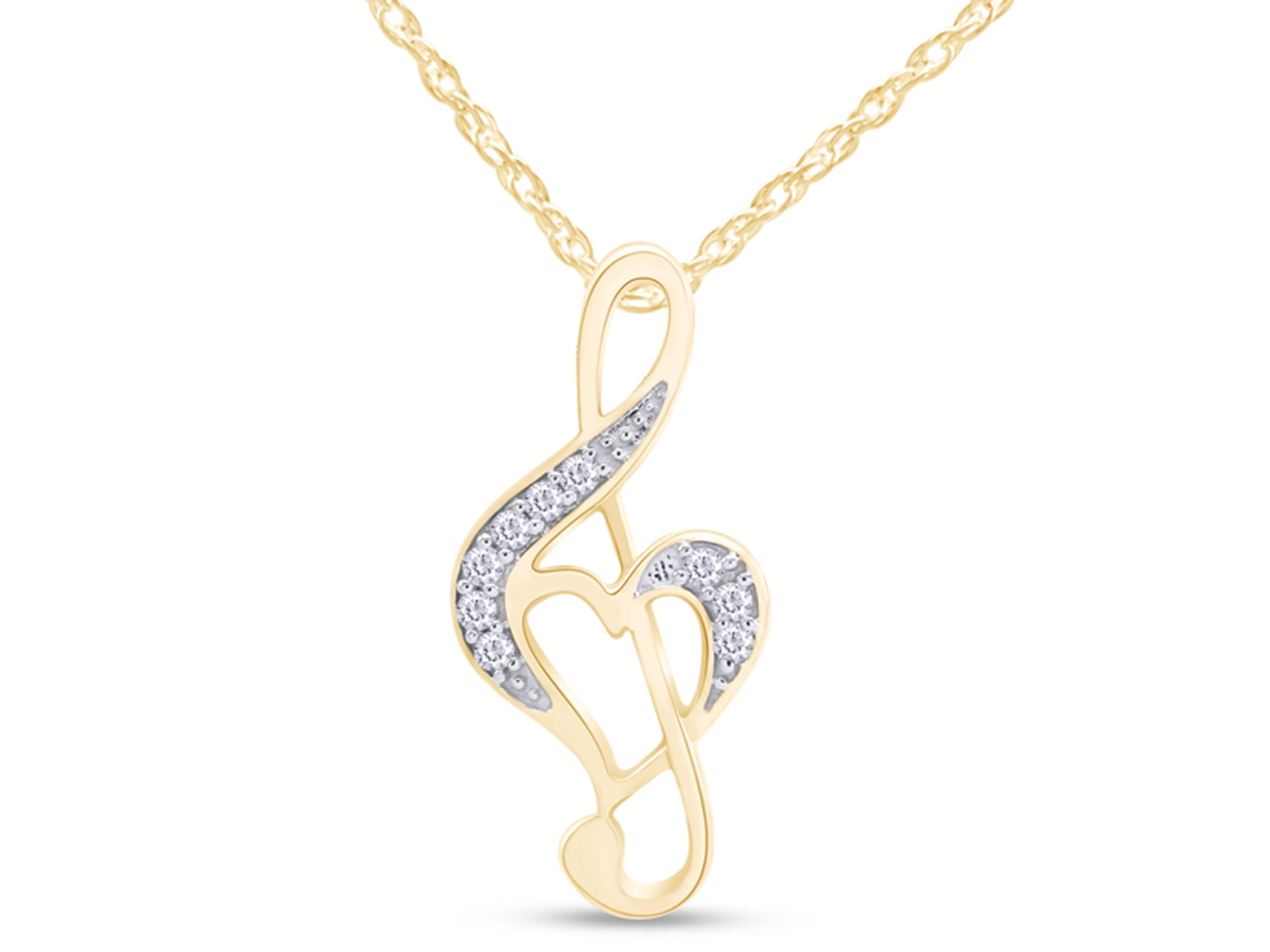 Glitzs Jewels Sterling Silver Blue Simulated Diamond Accent Music Note Heart Necklace Glitzs Jewels Sterling Silver Blue Simulated Diamond Accent Music Note Heart Necklace