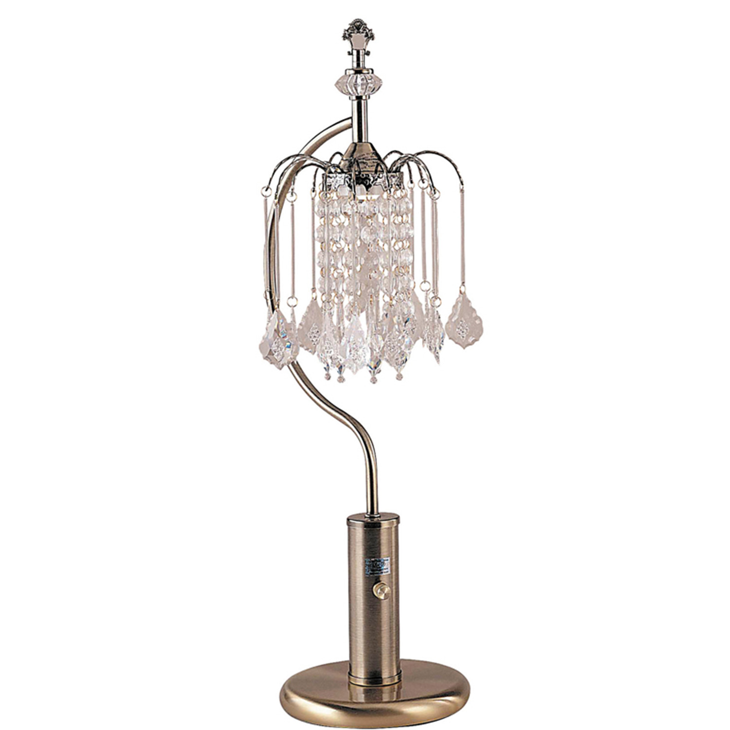 Gold Table Lamp with Crystal Inspired Shade, 27"