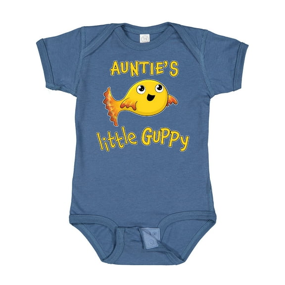 Inktastic Auntie's Little Guppy Cute Yellow Fish Boys or Girls Baby Bodysuit