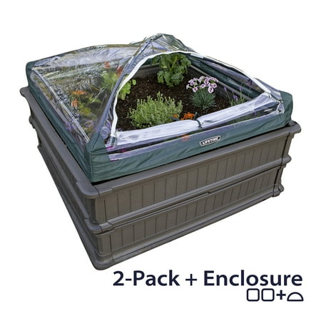 Lifetime Outdoor Raised Garden Bed Kit – (2) 4 ft. x 4 ft. Beds & (1) Enclosure - 60053