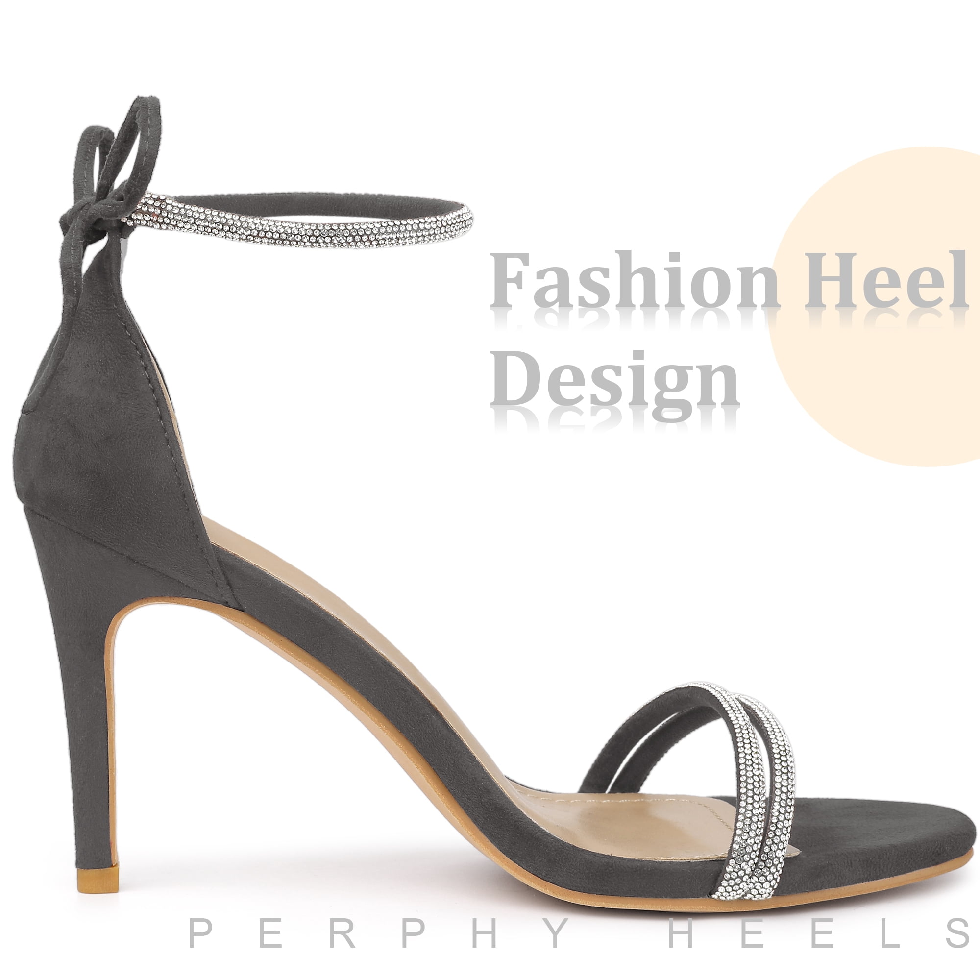 DARING DIVA Women's Ankle-Tie Stiletto Heels Sandals Gray 8